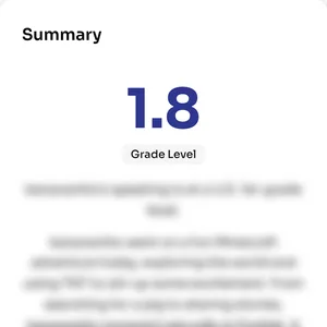 Real report Summary card: 1.8 Grade Level